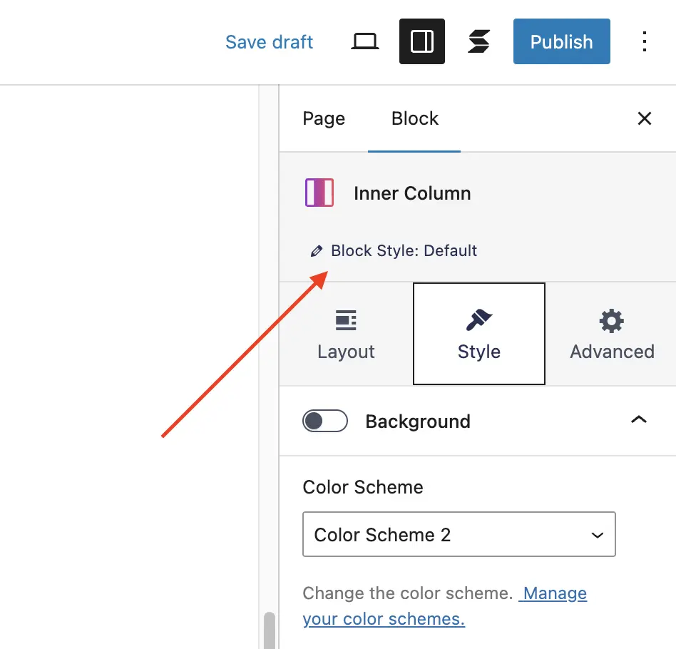 The new Block Style button